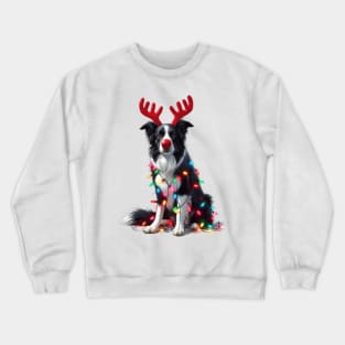 Christmas Red Nose Border Collie Dog Crewneck Sweatshirt